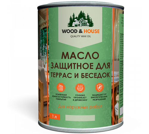Заказать МАСЛО ЗАЩИТНОЕ ДЛЯ ТЕРРАС И БЕСЕДОК WOOD & HOUSE в Череповце, Вологодская область